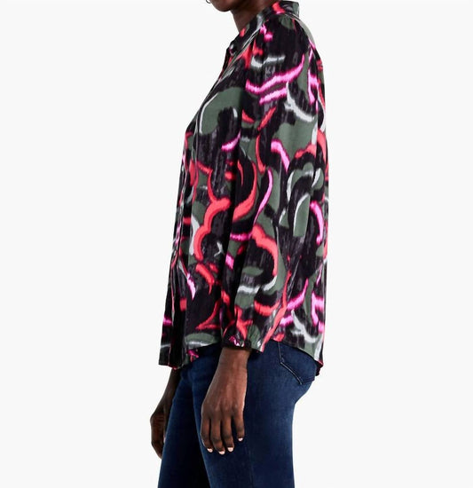 Nic + Zoe - Doodle Sleeve Blouse - blouses - clothing - geometric