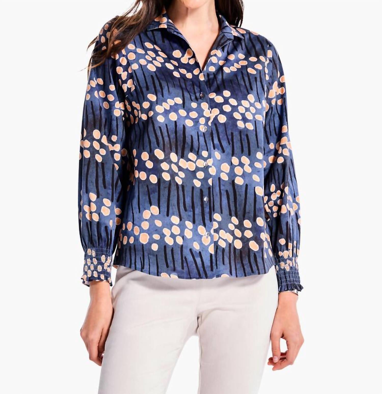 Nic + Zoe - Firefly Glow Top - animal - blouses - blue