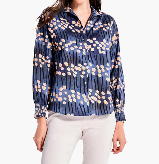 Nic + Zoe - Firefly Glow Top - animal - blouses - blue