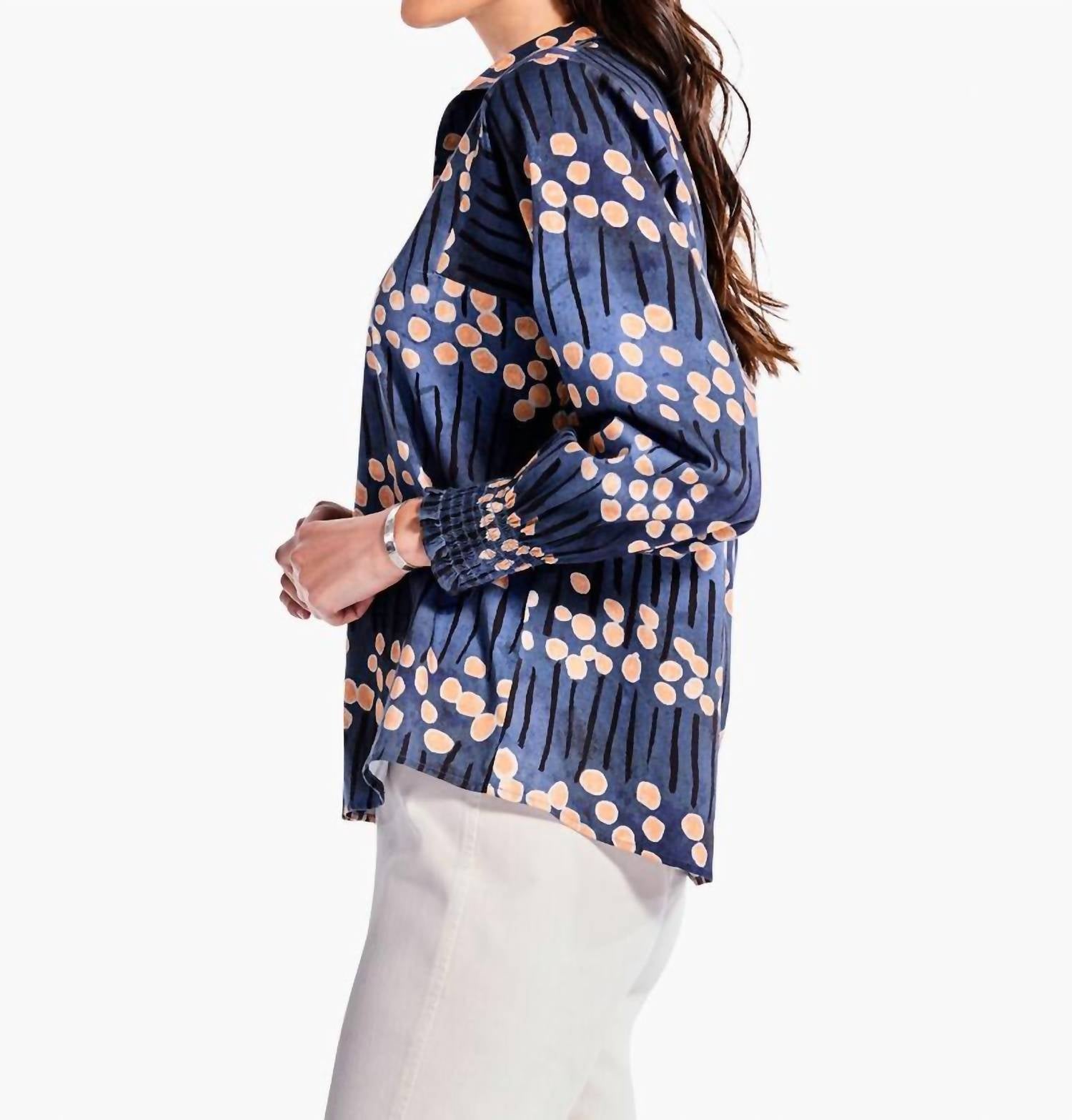 Nic + Zoe - Firefly Glow Top - animal - blouses - blue
