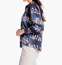 Nic + Zoe - Firefly Glow Top - animal - blouses - blue
