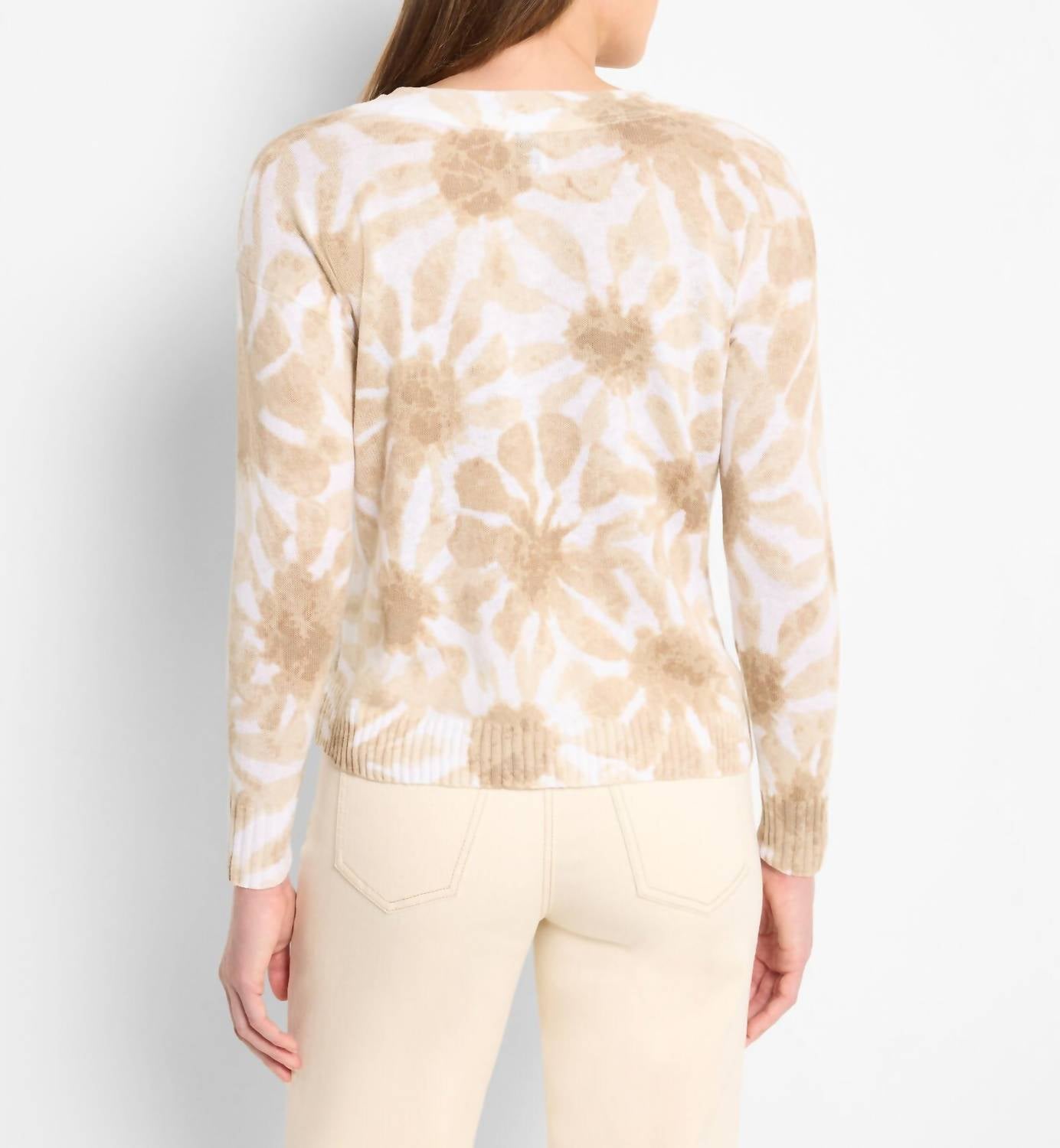 Nic + Zoe - Floral Hint Supersoft Sweater - beige - clothing - cotton - blend