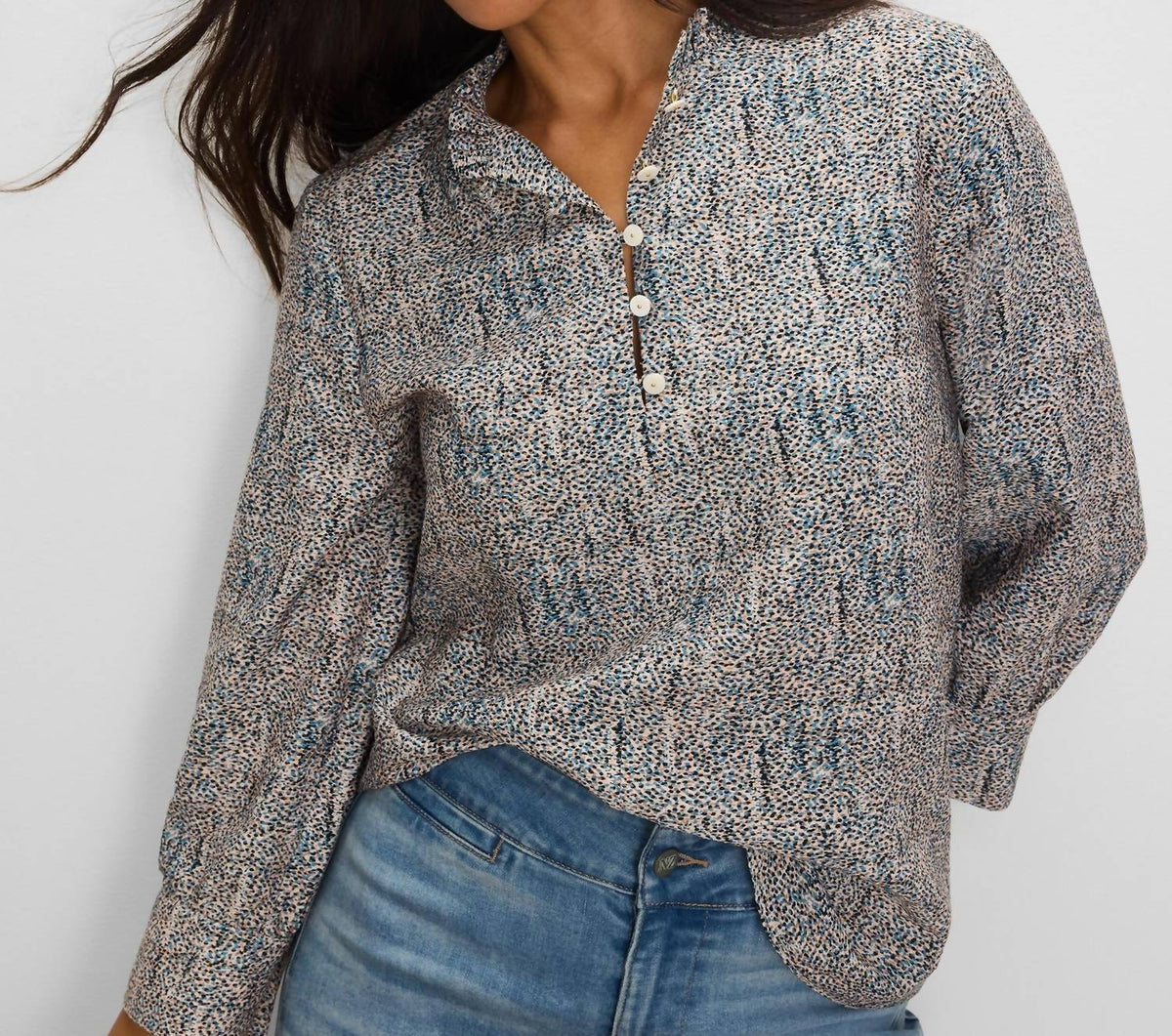 Nic + Zoe - Sun Speckle Ruffle Neck Top