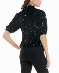 Nicole Miller - Ava Velvet Sequin Short Sleeve Top