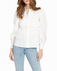 Nicole Miller - Cotton Poplin Button Down Top