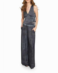 Nicole Miller - Garment Dyed Silk Wide Leg Pant