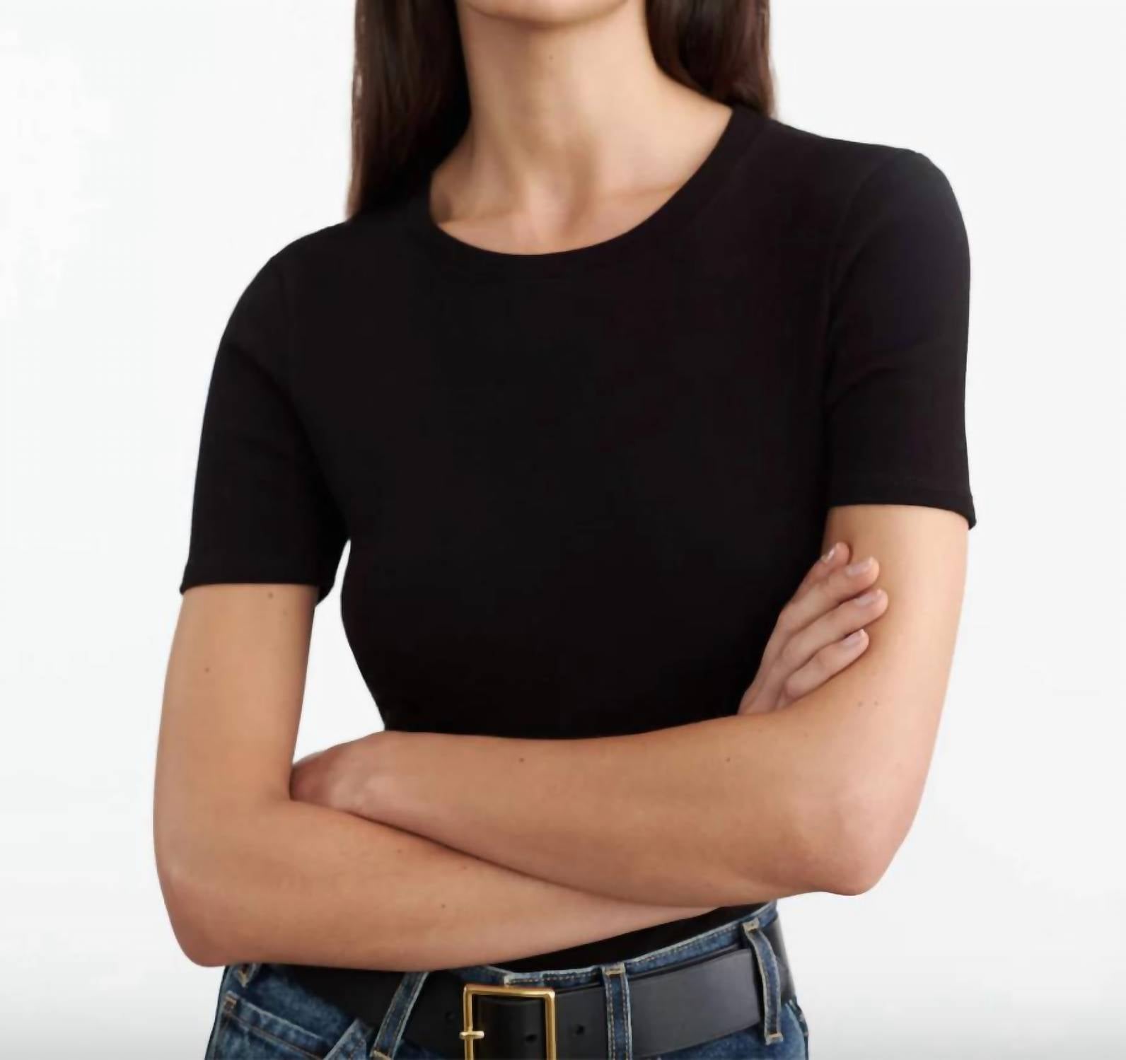 Nili Lotan - Elin Tee - black - blouses - clothing