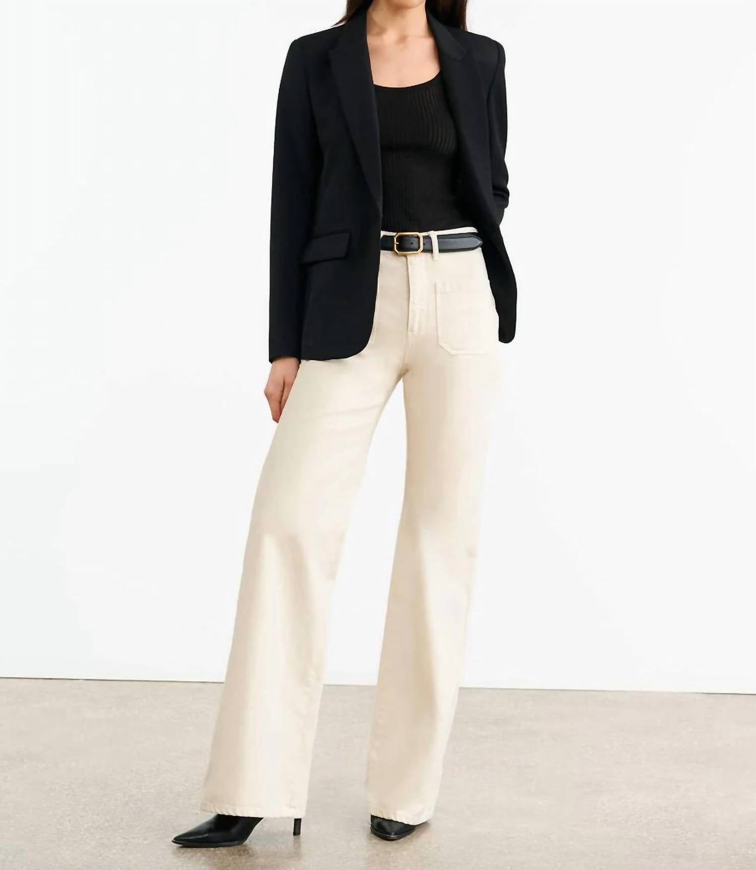 Nili Lotan - Florence High - rise Flare Leg Pant - beige - clothing - cotton