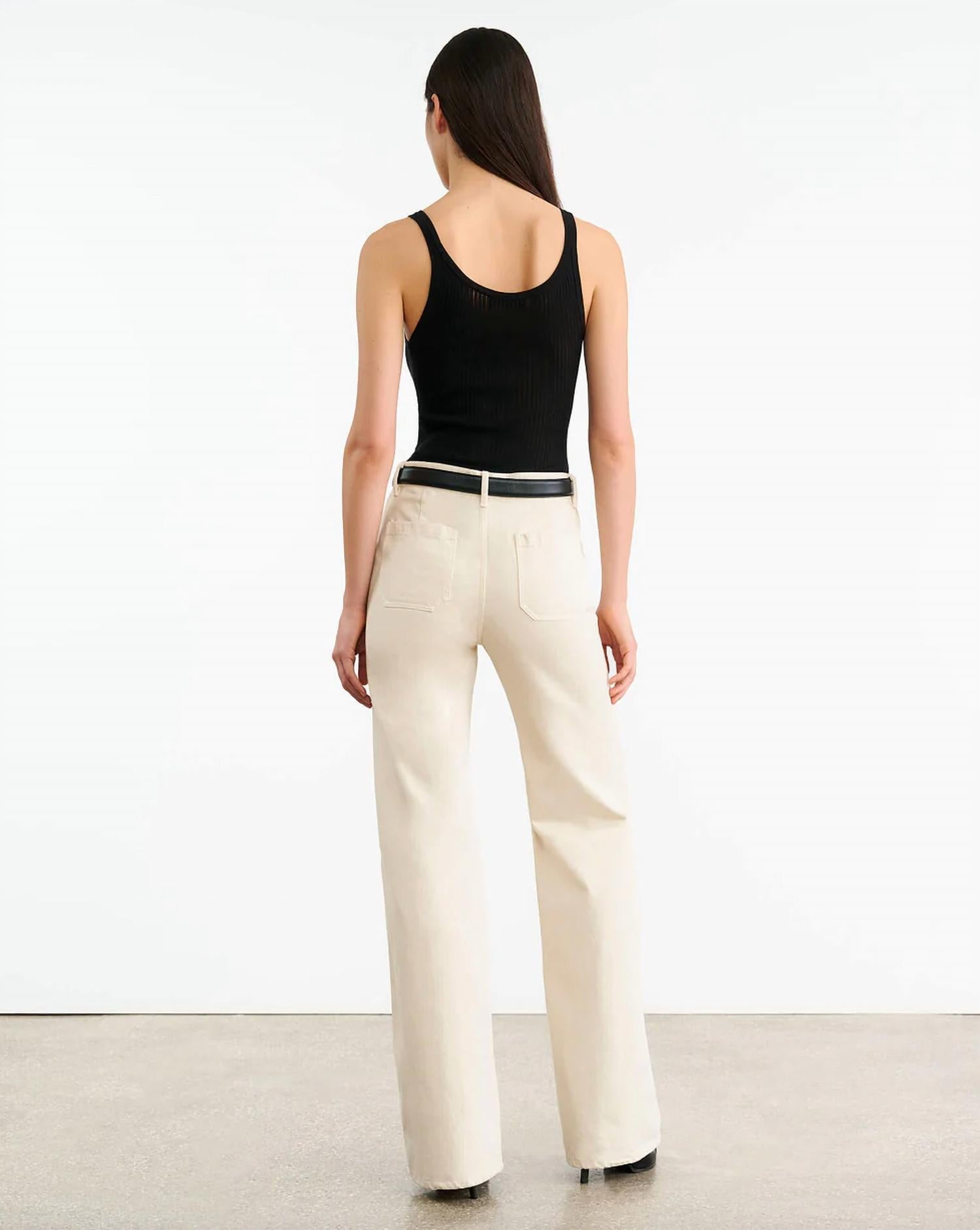 Nili Lotan - Florence High - rise Flare Leg Pant - beige - clothing - cotton