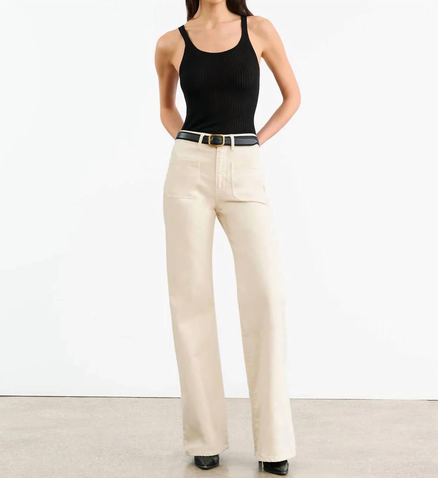 Nili Lotan - Florence High - rise Flare Leg Pant - beige - clothing - cotton