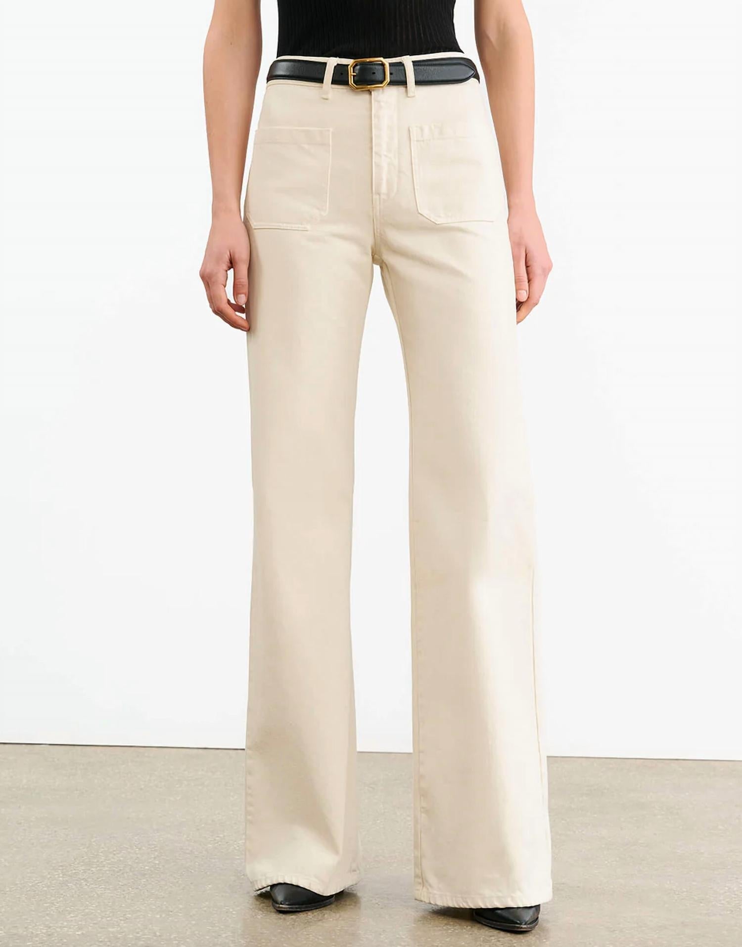Nili Lotan - Florence High - rise Flare Leg Pant - beige - clothing - cotton