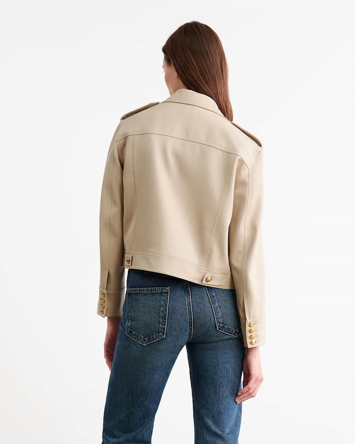 Nili Lotan - Lise Cropped Military Blazer - beige - blazers - clothing