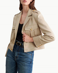 Nili Lotan - Lise Cropped Military Blazer - beige - blazers - clothing