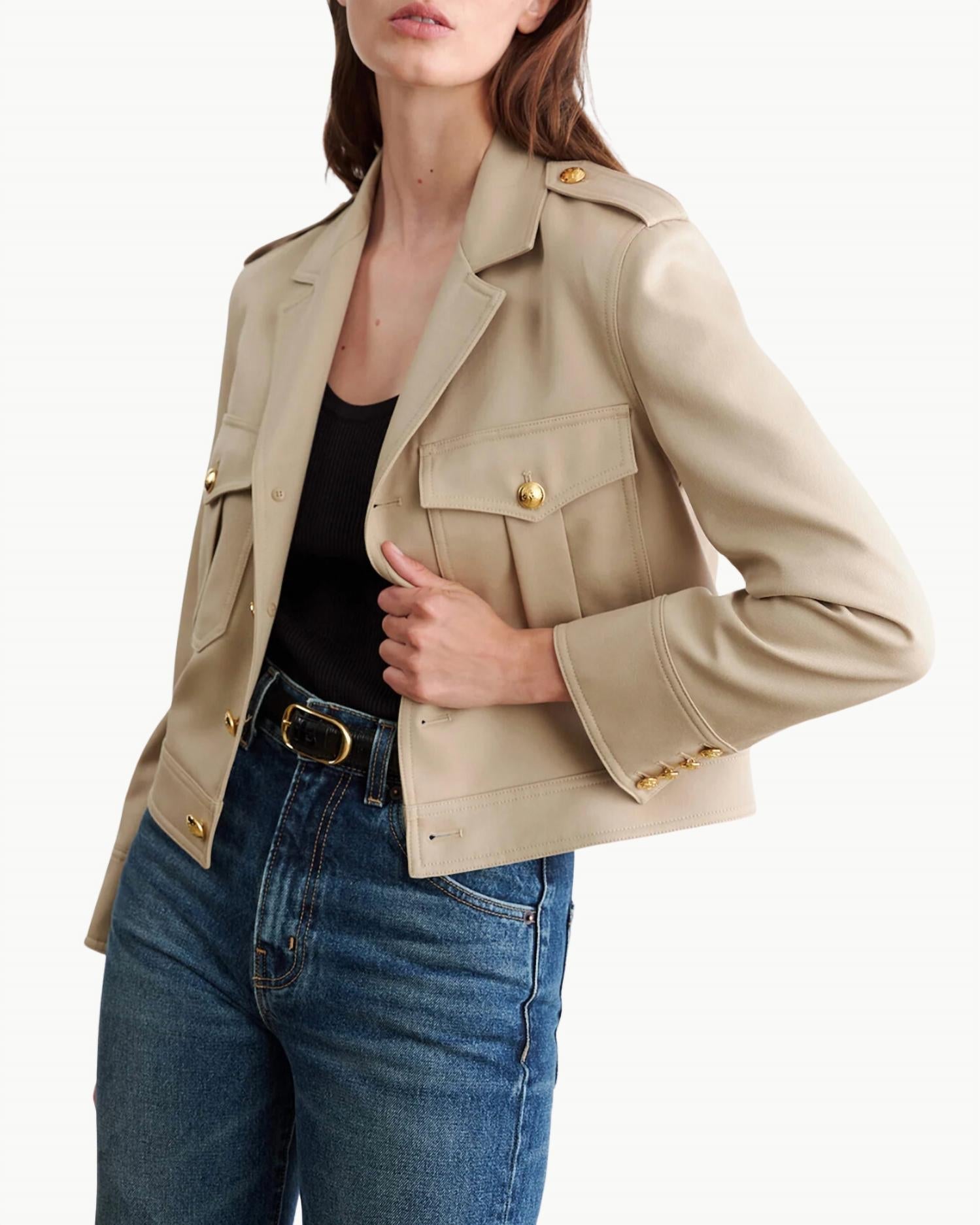 Nili Lotan - Lise Cropped Military Blazer - beige - blazers - clothing