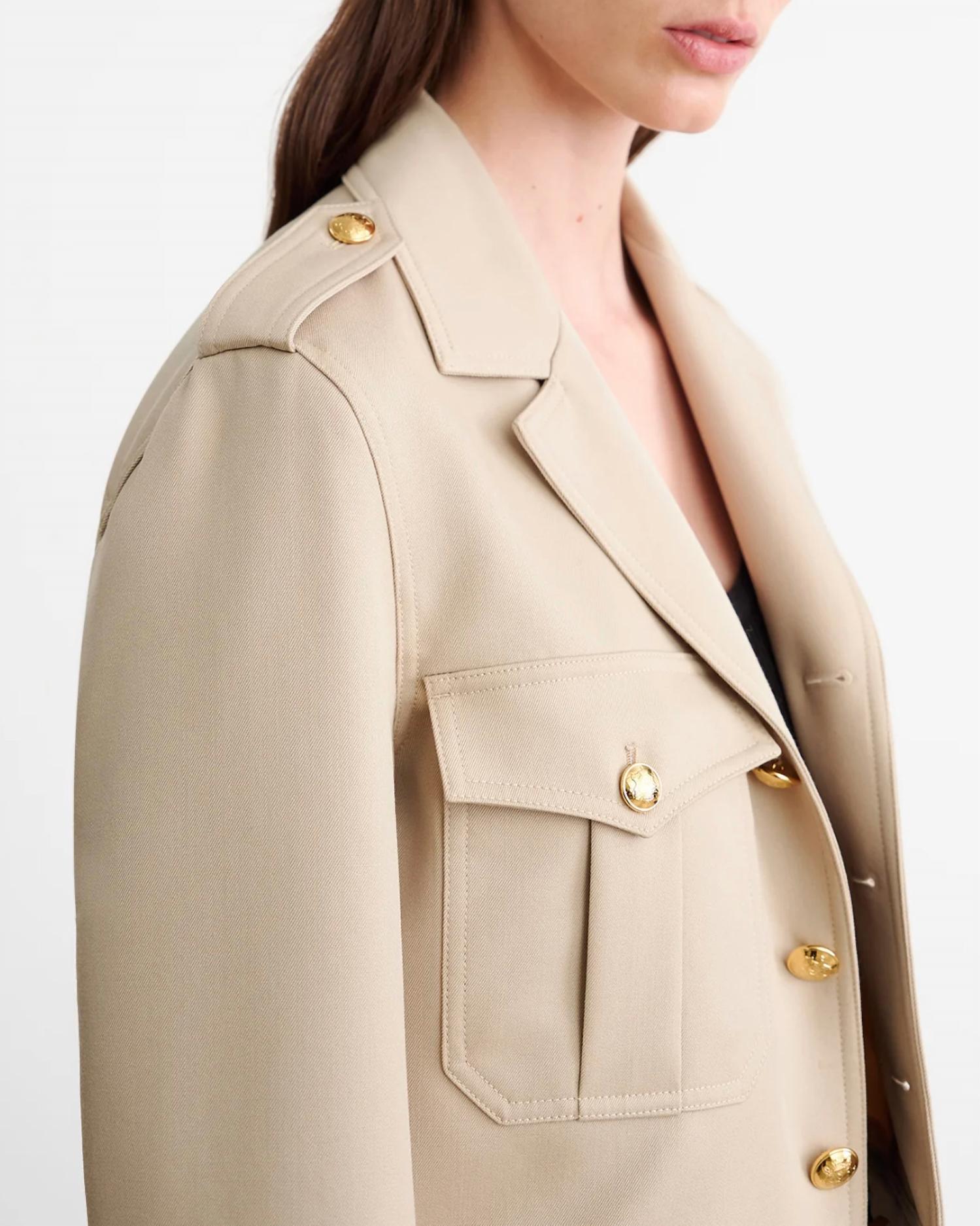 Nili Lotan - Lise Cropped Military Blazer - beige - blazers - clothing