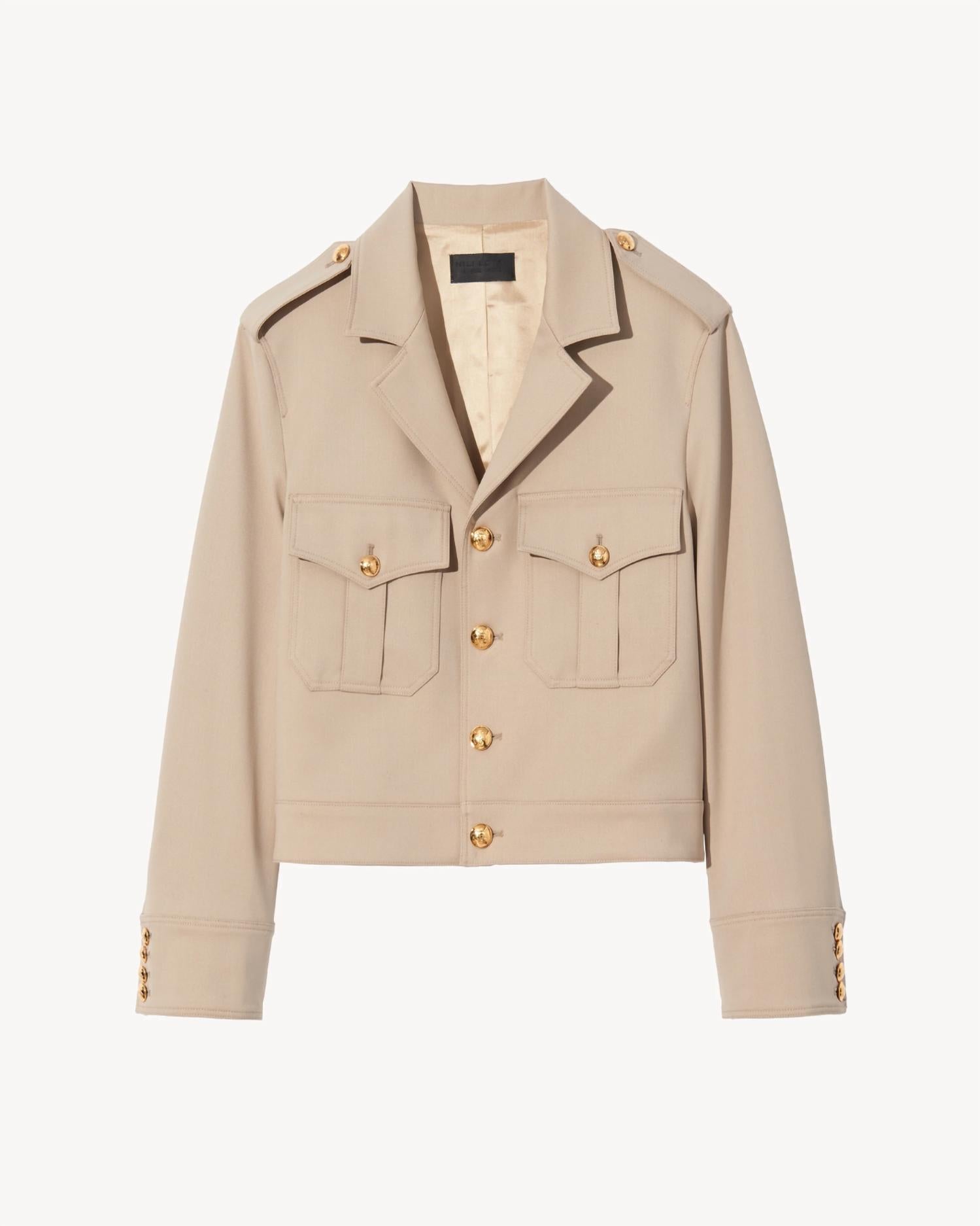 Nili Lotan - Lise Cropped Military Blazer - beige - blazers - clothing