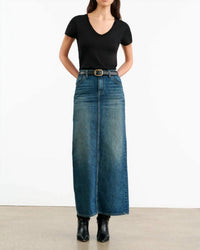 Nili Lotan - Ozzy Denim Skirt - blue - clothing - cotton