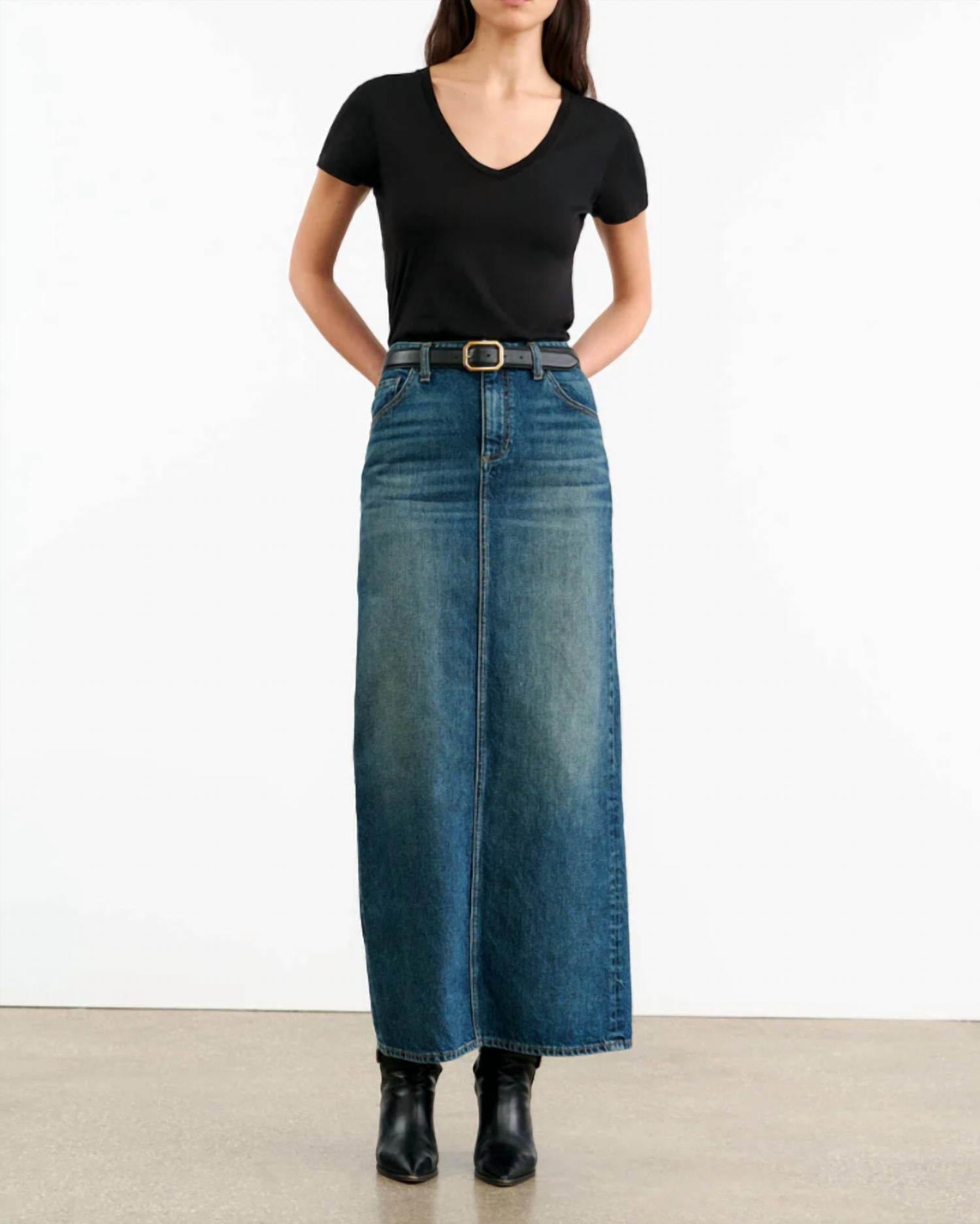 Nili Lotan - Ozzy Denim Skirt - blue - clothing - cotton