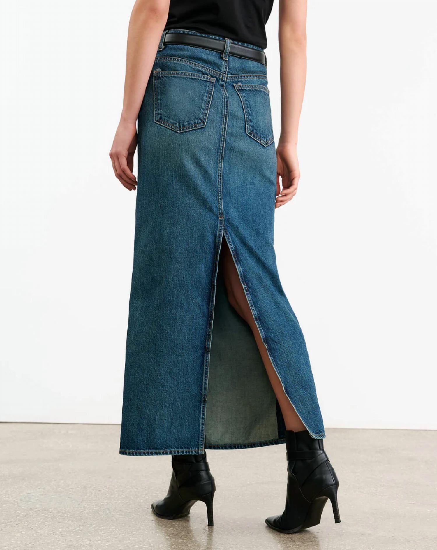 Nili Lotan - Ozzy Denim Skirt - blue - clothing - cotton