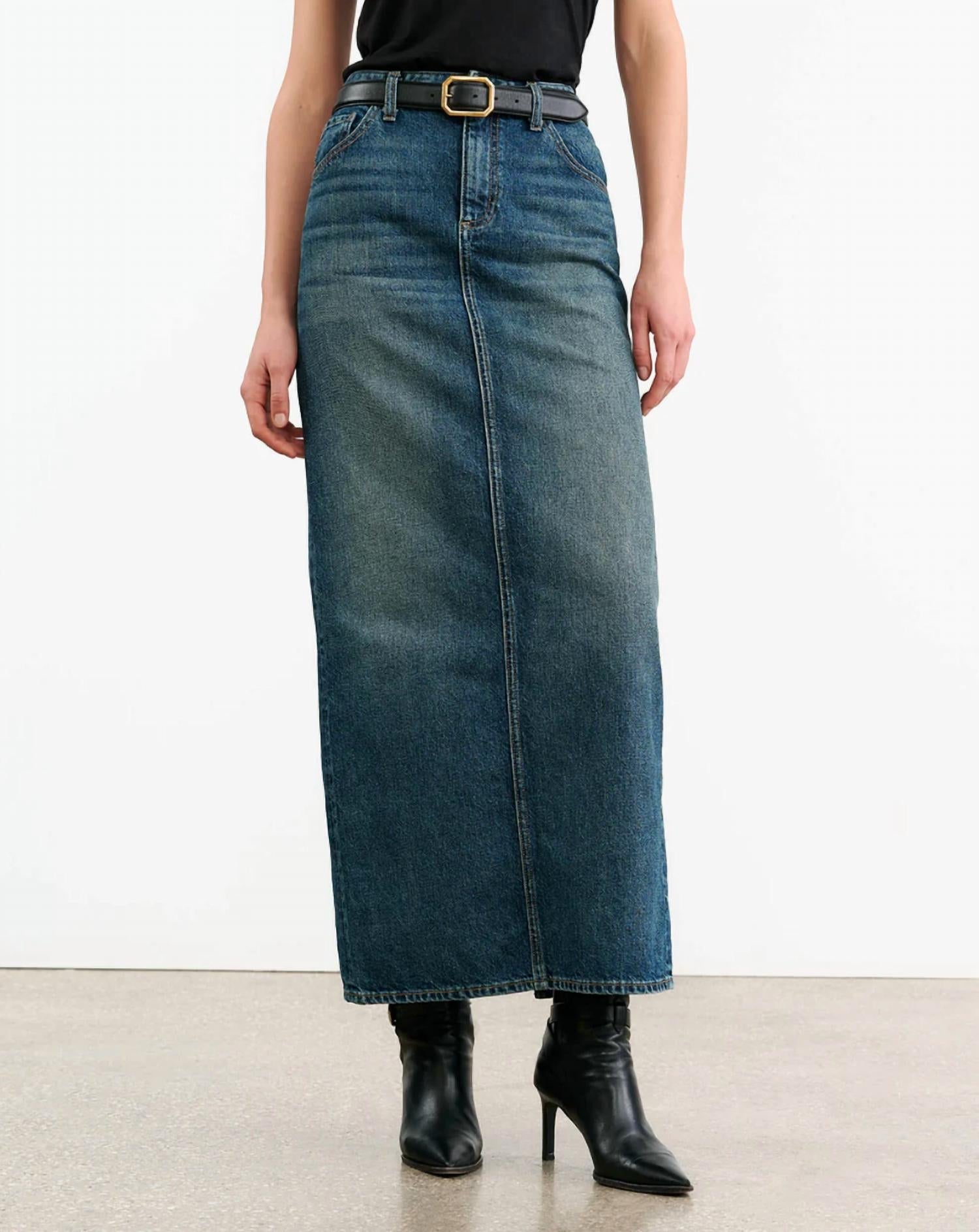 Nili Lotan - Ozzy Denim Skirt - blue - clothing - cotton