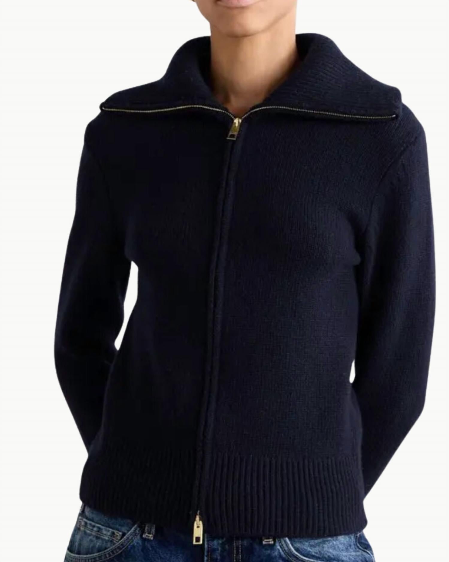 Nili Lotan - Sarai Two - way Zip Cardigan - black - cardigans - clothing