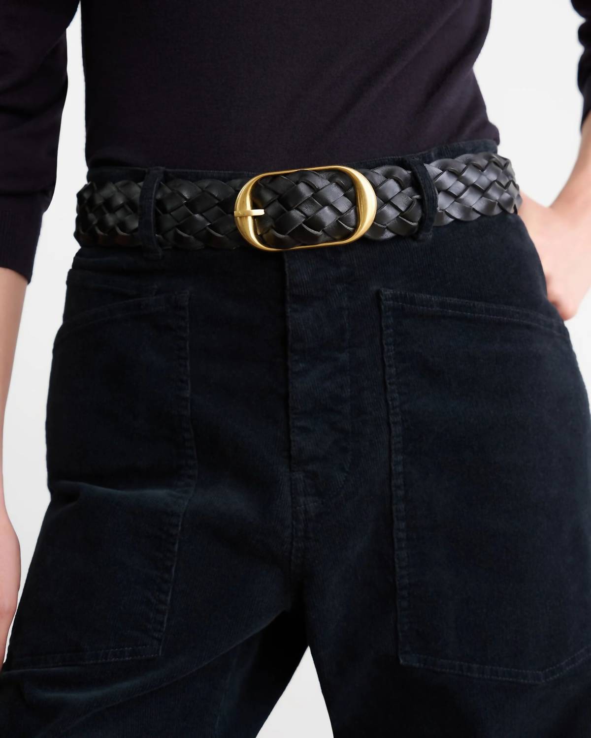 Nili Lotan - Women's Braided Nili Belt - accessories - belts - black