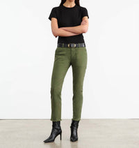 Nili Lotan - Women's Jenna Straight Crop Twill Pants - clothing - cotton - blend - green