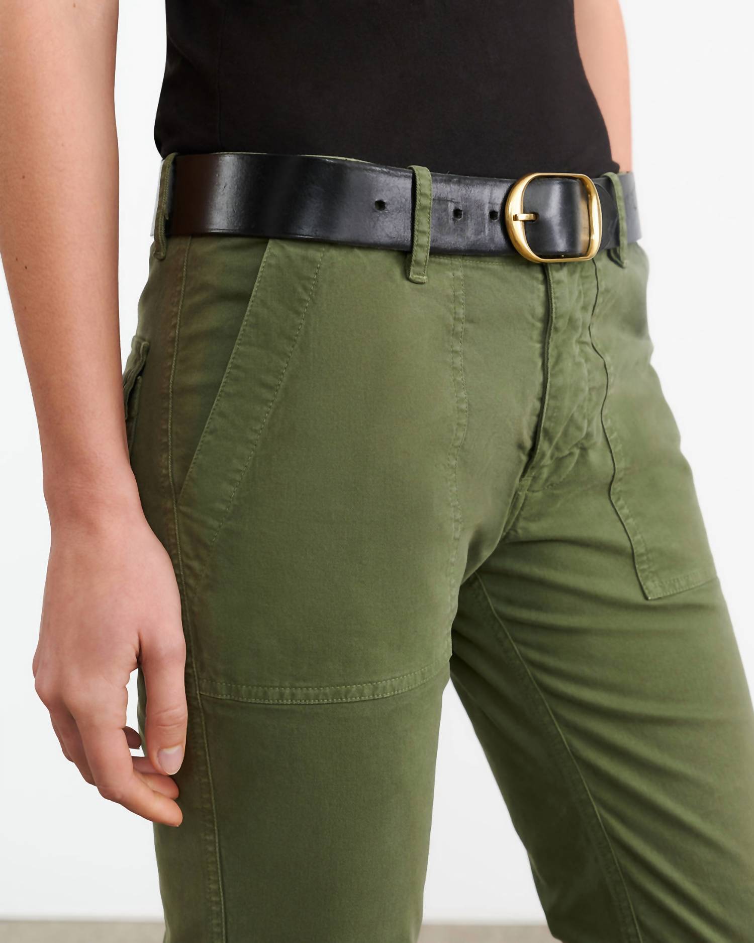 Nili Lotan - Women's Jenna Straight Crop Twill Pants - clothing - cotton - blend - green