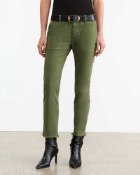 Nili Lotan - Women's Jenna Straight Crop Twill Pants - clothing - cotton - blend - green