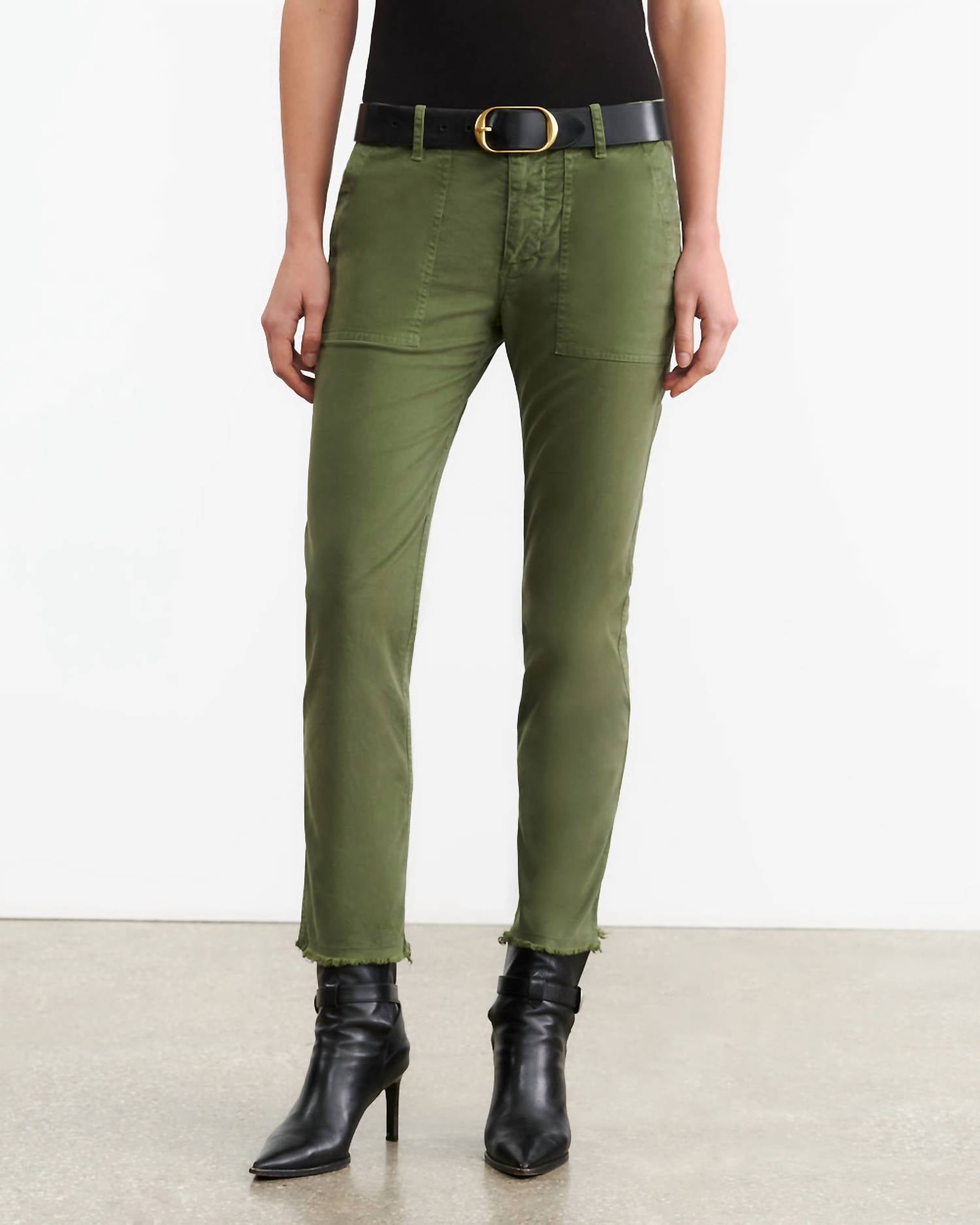 Nili Lotan - Women's Jenna Straight Crop Twill Pants - clothing - cotton - blend - green