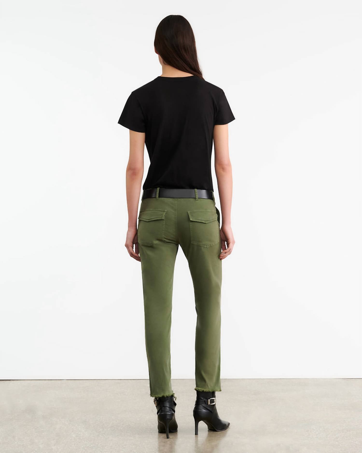 Nili Lotan - Women's Jenna Straight Crop Twill Pants - clothing - cotton - blend - green