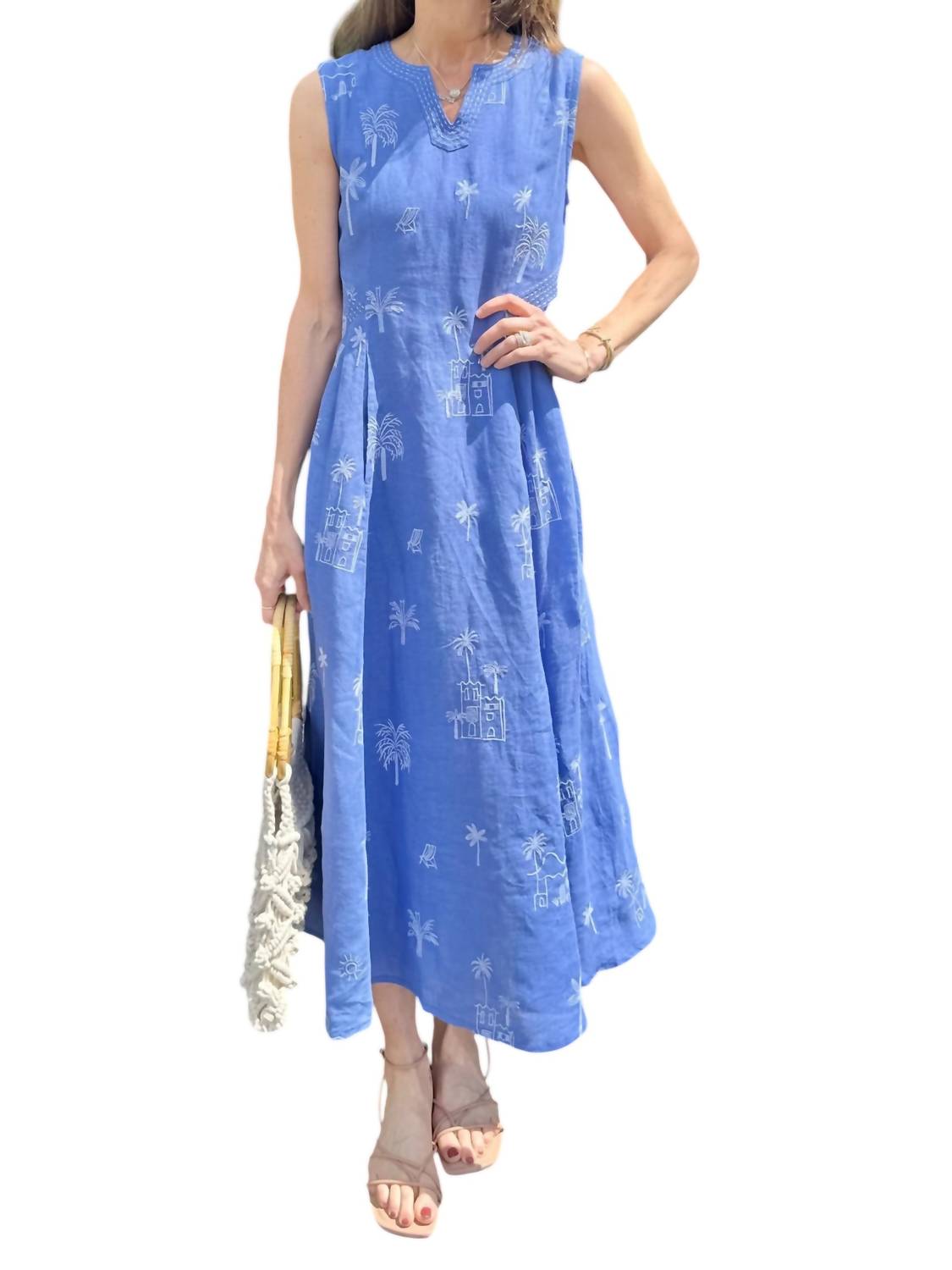 Nimo With Love - All Spice Dress With Village Embroidery - blue - clothing - dresses