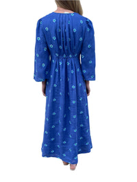 Nimo With Love - Apple Embroidered Flowers Linen Dress - blue - clothing - dresses