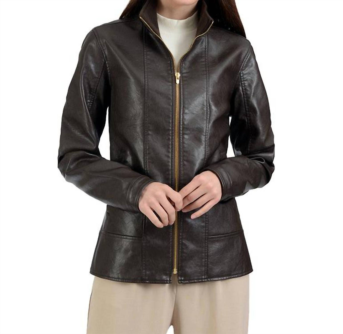 Nine West - Classic Racer Leather Jacket