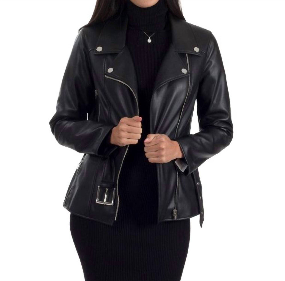 Nine West - Faux Leather with Belt Biker Jacket