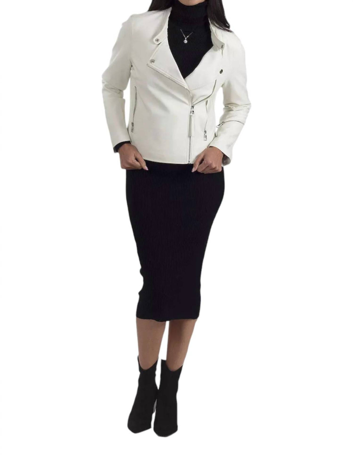 Nine West - Synthetic Leather Biker Jacket