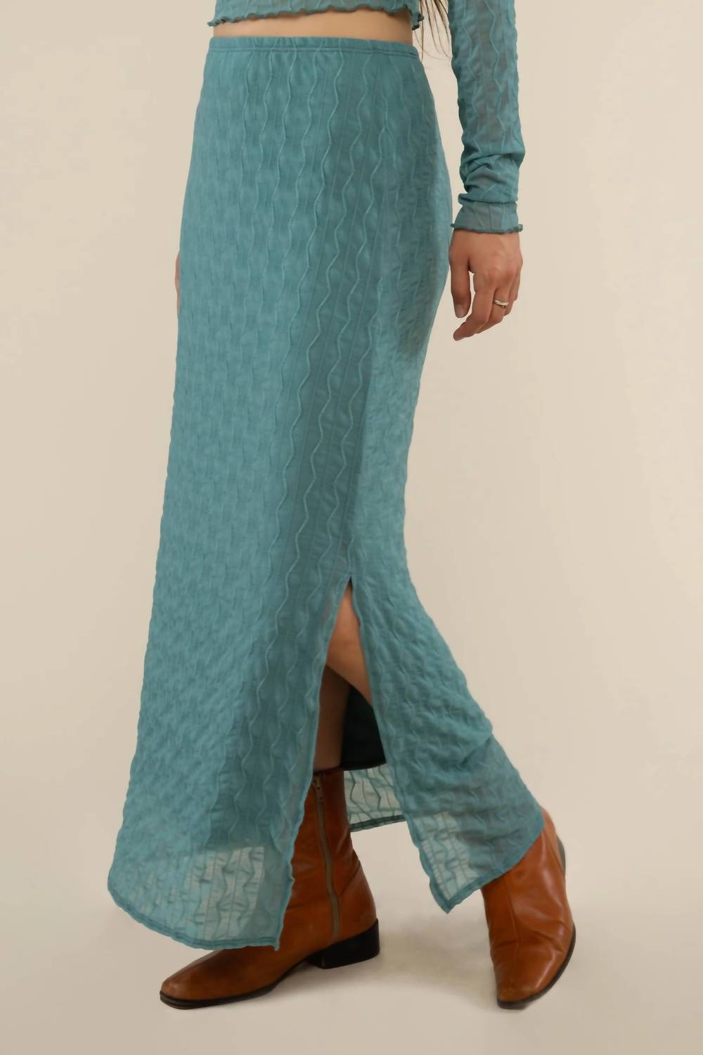 Nlt - Jacquard Mesh Maxi Skirt - Plus - clothing - green - long - skirts