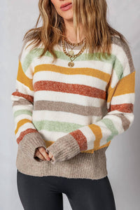 Nobrand - Colorblock Drop Shoulder Crew Neck Sweater
