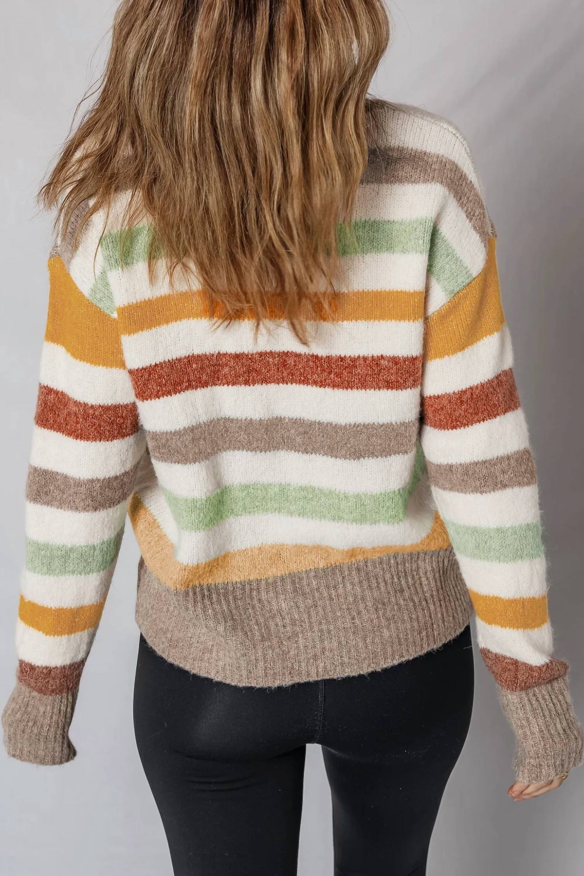 Nobrand - Colorblock Drop Shoulder Crew Neck Sweater