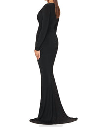 Nookie - Plunge Neck Farrah Gown - black - clothing - dresses