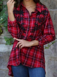 Nostalgia - Top With Peplum & Embroidered Front