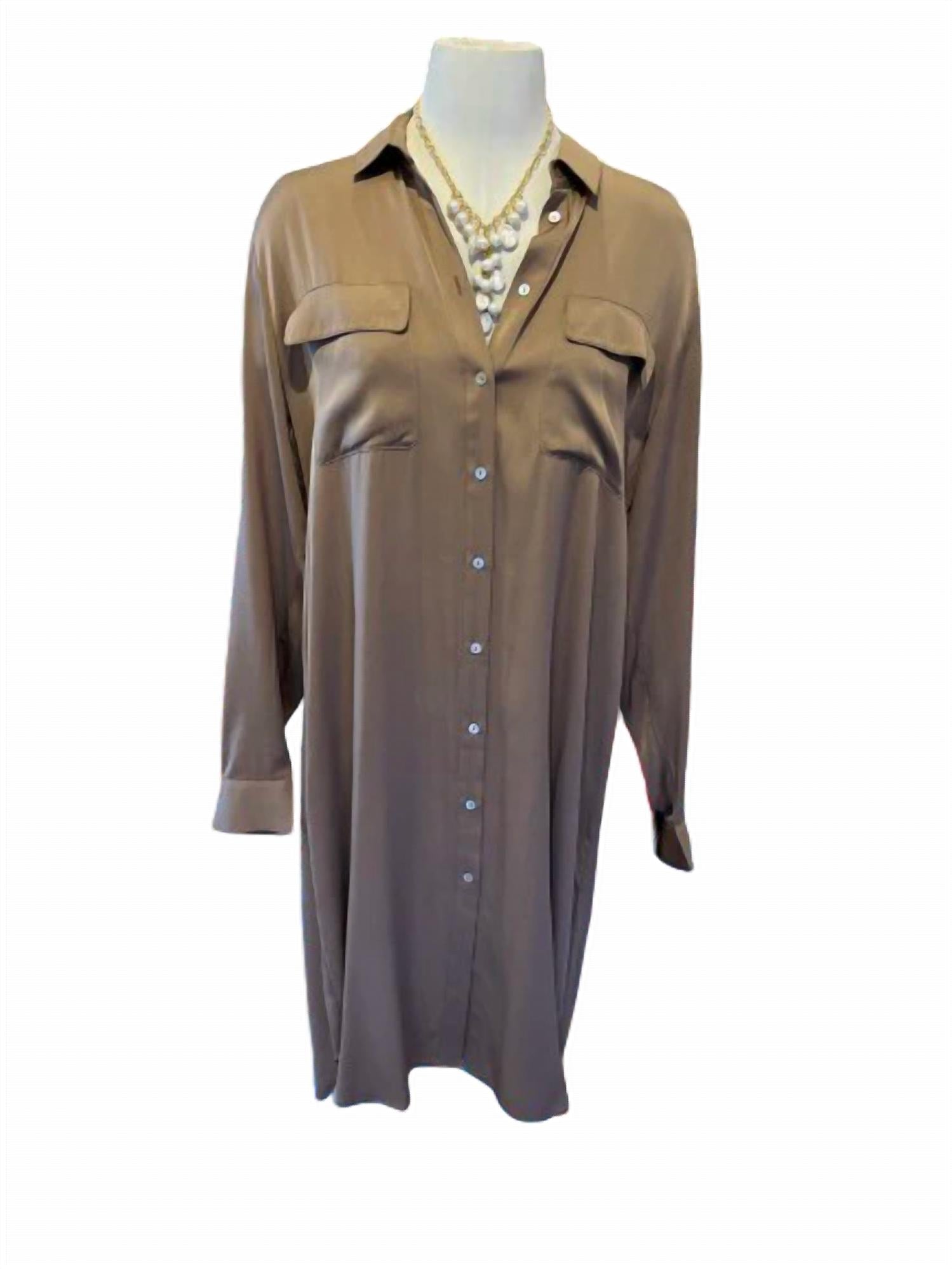 Nouvelle / Silk95Five - Women's Sicily Shirt Dress - brown - clothing - dresses