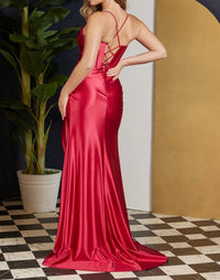 Nox Anabel - Fitted Cowl Neck Satin Gown - clothing - dresses - prom
