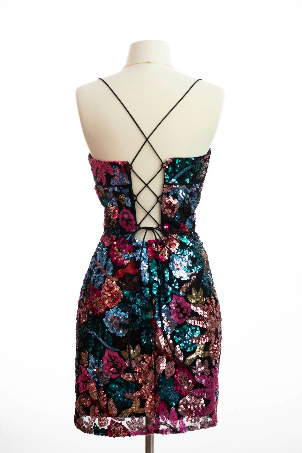 Nox-Ny - Women's Sequin Lace Up Cocktail Dress