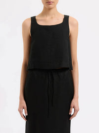 Nude Lucy - Thilda Linen Top - black - clothing - crop - tops