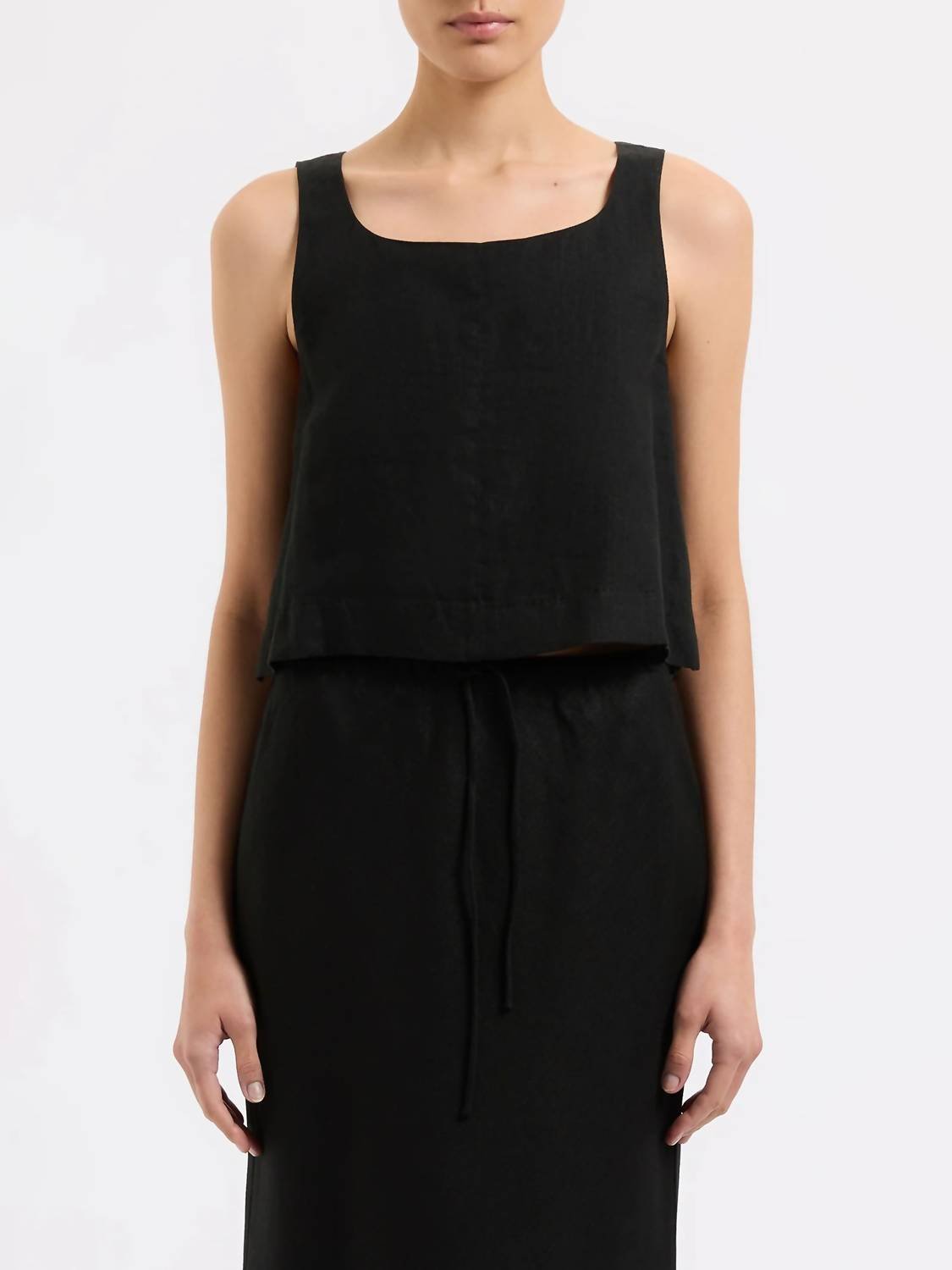 Nude Lucy - Thilda Linen Top - black - clothing - crop - tops