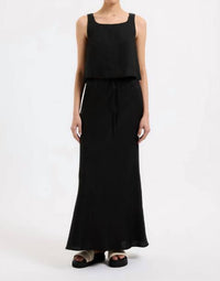 Nude Lucy - Thilda Linen Top - black - clothing - crop - tops