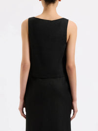 Nude Lucy - Thilda Linen Top - black - clothing - crop - tops