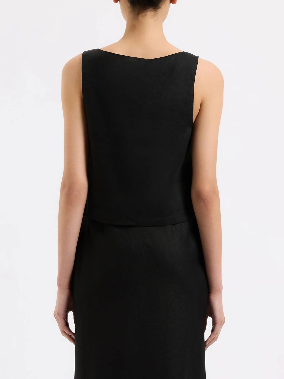 Nude Lucy - Thilda Linen Top - black - clothing - crop - tops