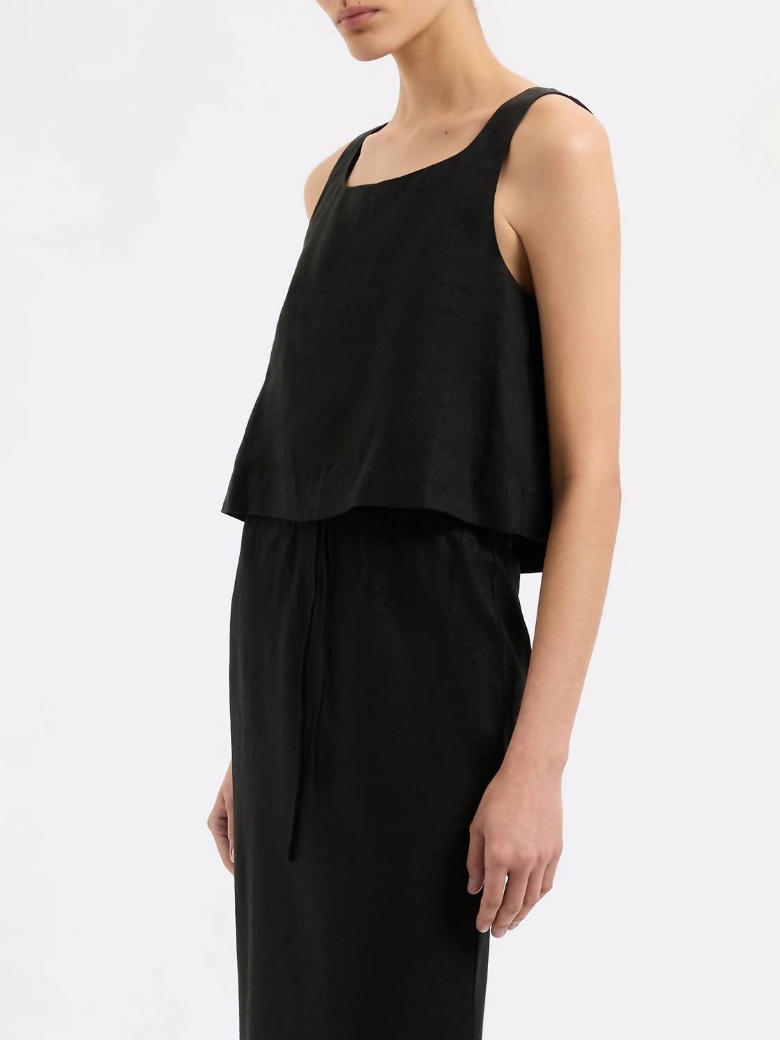 Nude Lucy - Thilda Linen Top - black - clothing - crop - tops